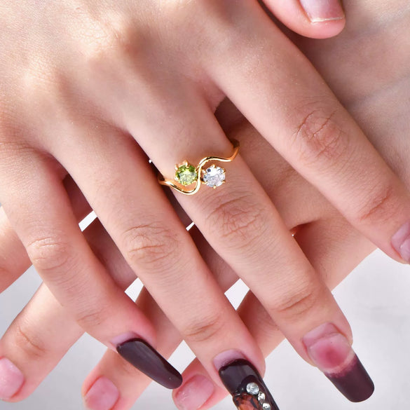 Double Ring Jewelry Stainless Steel Geometric Electroplated 18K Gold For Women
