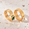 Double Ring Titanium Steel And Stainless Steel With Rectangular And Round Zircon Electroplated 18K Gold Geometric Style