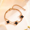 Double Sided Four Leaf Clover Women's Niche Design Bracelet In Titanium Steel With 18K Rose Gold Electroplated Geometric Pattern