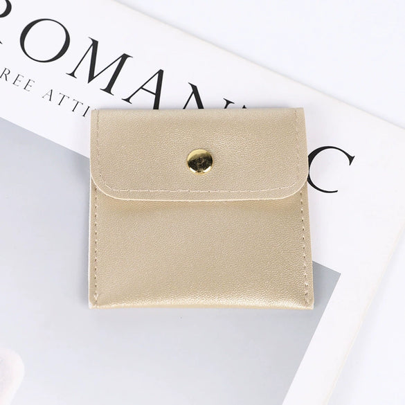Double Sided Velvet Snap Button Jewelry Packaging Pouch Fabric Necklace Storage Bag Moisture Proof Scratch Resistant