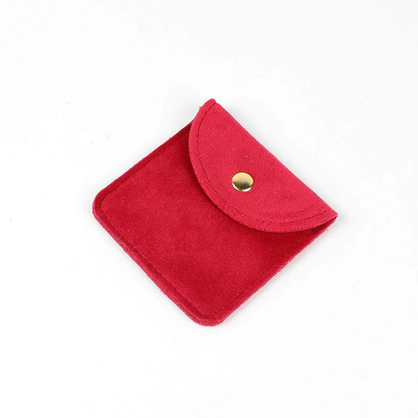 Double Sided Velvet Snap Button Jewelry Packaging Pouch Fabric Necklace Storage Bag Moisture Proof Scratch Resistant