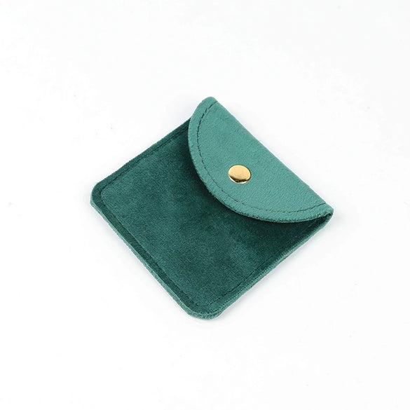 Double Sided Velvet Snap Button Jewelry Packaging Pouch Fabric Necklace Storage Bag Moisture Proof Scratch Resistant