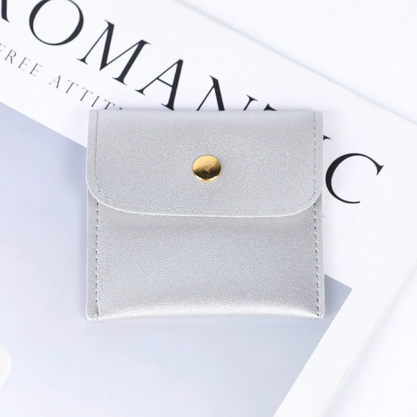 Double Sided Velvet Snap Button Jewelry Packaging Pouch Fabric Necklace Storage Bag Moisture Proof Scratch Resistant