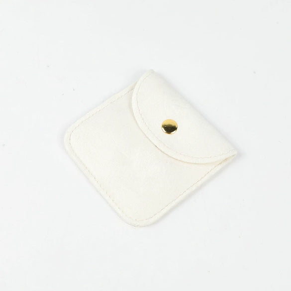 Double Sided Velvet Snap Closure Jewelry Storage Pouch Flip Pocket Fabric Packaging Bag For Rings And Earrings