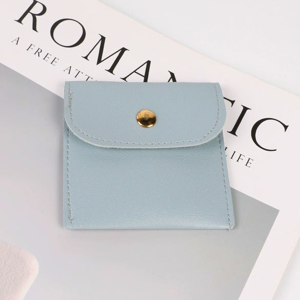 Double Sided Velvet Snap Closure Jewelry Storage Pouch Flip Pocket Fabric Packaging Bag For Rings And Earrings
