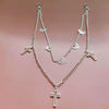 Doublelayer Combination Butterfly Cross Pants Chain Decoration Belt Men's Punk Hiphop Metal Waist Chain Accessories