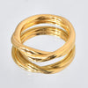 Doublelayer Crosswinding Women's Retro Elegant Geometric Titanium Steel Goldplated Ring