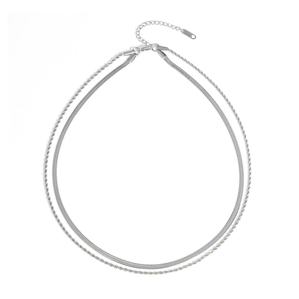 Doublelayer Fashion Exquisite Stainless Steel Blade Chain Necklace With Pvd Furnace Vacuum Real Gold Plating