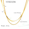 Doublelayer Fashion Exquisite Stainless Steel Blade Chain Necklace With Pvd Furnace Vacuum Real Gold Plating