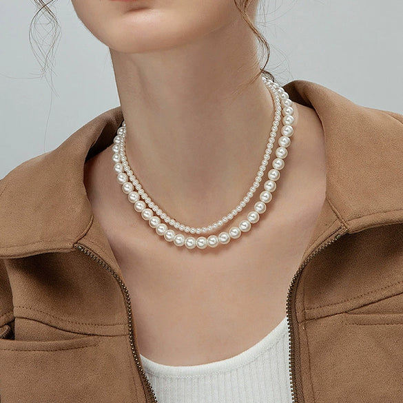 Doublelayer Freshwater Pearl Handmade Women's Clavicle Chain Necklace