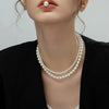 Doublelayer Freshwater Pearl Handmade Women's Clavicle Chain Necklace
