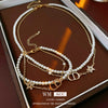 Doublelayer Imitation Pearl Jewelry Set With Stars Sun And Moon Clouds Universe Pattern Electroplated Bracelet And Necklace For Women
