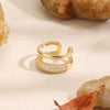 Doublelayer Inlaid Zircon Open Ring Copper Geometric Electroplating Women's