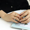 Doublelayer Inlaid Zircon Open Ring Copper Geometric Electroplating Women's