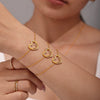 Doublelayer Love Inlaid Zircon Clavicle Necklace Bracelet Set Stainless Steel With Pvd Gold Plated Sweet Style For Women