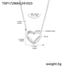 Doublelayer Love Inlaid Zircon Clavicle Necklace Bracelet Set Stainless Steel With Pvd Gold Plated Sweet Style For Women