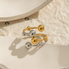 Doublelayer Open Geometric Ball Ring In Gold And Silver Color Matching Nonfading Waterproof Titanium Steel Hand Jewelry For Women With Electroplating Process