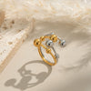 Doublelayer Open Geometric Ball Ring In Gold And Silver Color Matching Nonfading Waterproof Titanium Steel Hand Jewelry For Women With Electroplating Process