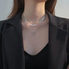 Doublelayer Overlapped Hollow Love Titanium Steel Snake Bone Chain Necklace With Polishing Neutral Style Allmatch