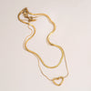 Doublelayer Overlapped Hollow Love Titanium Steel Snake Bone Chain Necklace With Polishing Neutral Style Allmatch