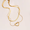 Doublelayer Overlapped Hollow Love Titanium Steel Snake Bone Chain Necklace With Polishing Neutral Style Allmatch
