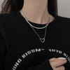 Doublelayer Overlapped Hollow Love Titanium Steel Snake Bone Chain Necklace With Polishing Neutral Style Allmatch