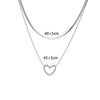 Doublelayer Overlapped Hollow Love Titanium Steel Snake Bone Chain Necklace With Polishing Neutral Style Allmatch