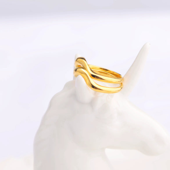 Doublelayer Ring Irregular Corrugated Curved Surface Stainless Steel Fashion Simple Allmatch Unisex Jewelry Bracelet