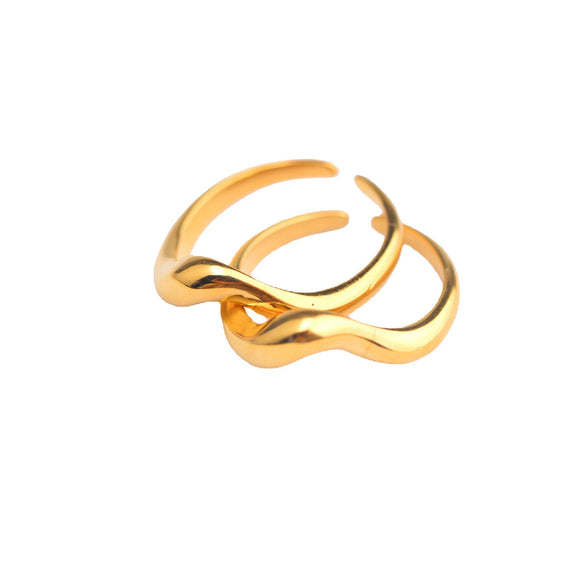 Doublelayer Ring Irregular Corrugated Curved Surface Stainless Steel Fashion Simple Allmatch Unisex Jewelry Bracelet