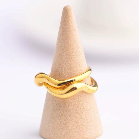 Doublelayer Ring Irregular Corrugated Curved Surface Stainless Steel Fashion Simple Allmatch Unisex Jewelry Bracelet