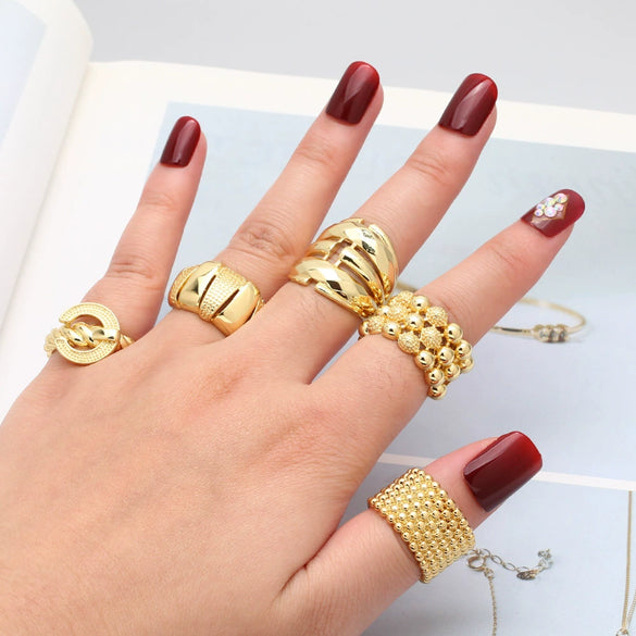 Doublelayer Ring Jewelry Retro Highgrade Goldplated For Female