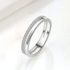Doublelayer Ringed Diamond Zircon Women's Copper Ring With Geometric Style And Electroplating Technology