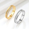 Doublelayer Ringed Diamond Zircon Women's Copper Ring With Geometric Style And Electroplating Technology