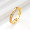 Doublelayer Ringed Diamond Zircon Women's Copper Ring With Geometric Style And Electroplating Technology
