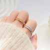 Doublelayer Ringed Diamond Zircon Women's Copper Ring With Geometric Style And Electroplating Technology