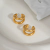 Doublelayer Round Ear Cuff Classic Light Luxury Fashionable Highend Stainless Steel Jewelry For Women With Pvd Furnace Vacuum Real Gold Plating Geometric Design