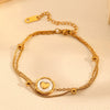 Doublelayer Round Snake Beads Love Pendant Jewelry Women's Anklet Stainless Steel Heart Shape Acrylic Inlay