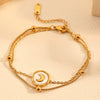 Doublelayer Round Snake Beads Love Pendant Jewelry Women's Anklet Stainless Steel Heart Shape Acrylic Inlay