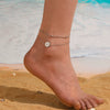Doublelayer Round Snake Beads Love Pendant Jewelry Women's Anklet Stainless Steel Heart Shape Acrylic Inlay