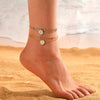 Doublelayer Round Snake Beads Love Pendant Jewelry Women's Anklet Stainless Steel Heart Shape Acrylic Inlay