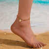 Doublelayer Round Snake Beads Love Pendant Jewelry Women's Anklet Stainless Steel Heart Shape Acrylic Inlay