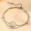 Doublelayer Round Snake Beads Love Pendant Jewelry Women's Anklet Stainless Steel Heart Shape Acrylic Inlay