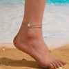 Doublelayer Round Snake Beads Love Pendant Jewelry Women's Anklet Stainless Steel Heart Shape Acrylic Inlay