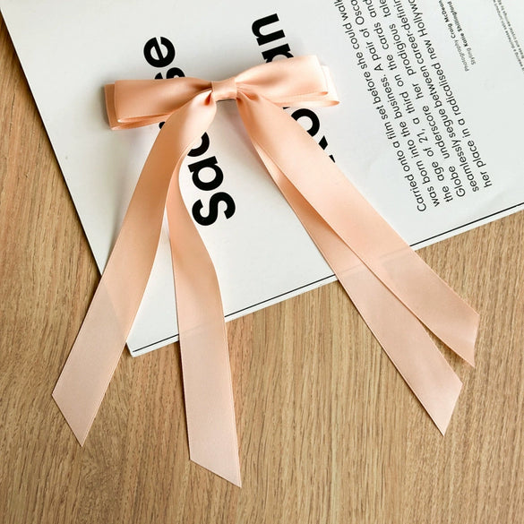 Doublelayer Satin Ribbon Bow Duckbill Clip Women's Handmade Cloth Hair Accessory