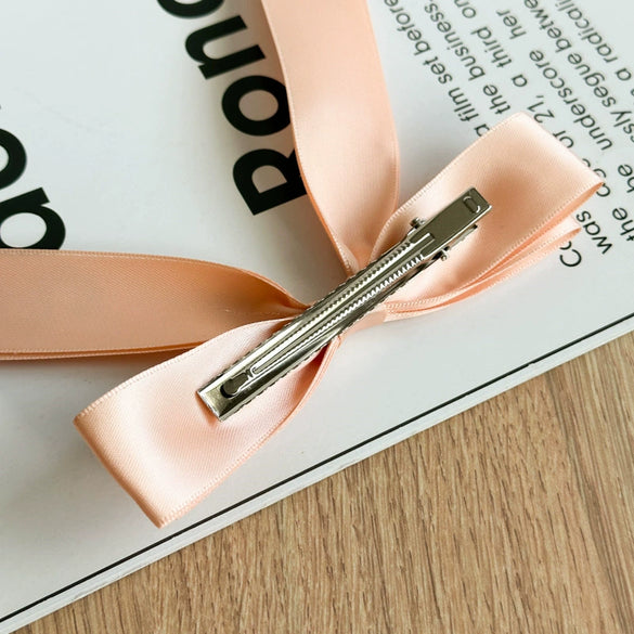 Doublelayer Satin Ribbon Bow Duckbill Clip Women's Handmade Cloth Hair Accessory