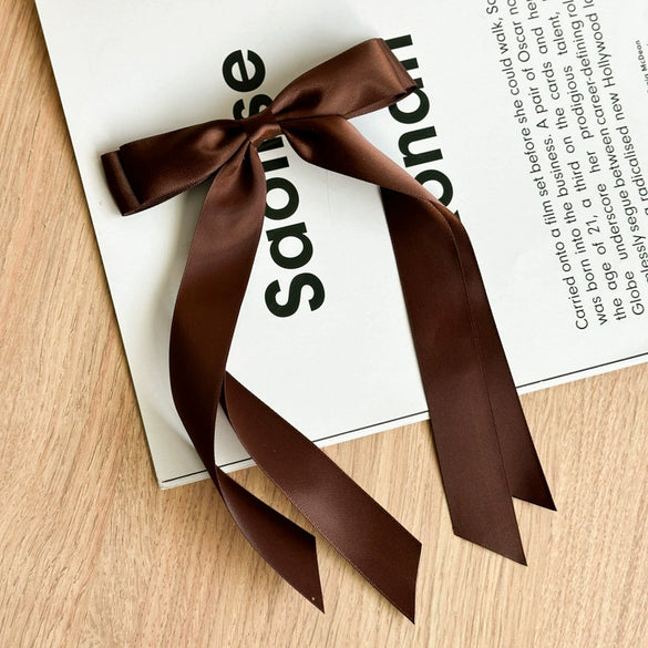 Doublelayer Satin Ribbon Bow Duckbill Clip Women's Handmade Cloth Hair Accessory