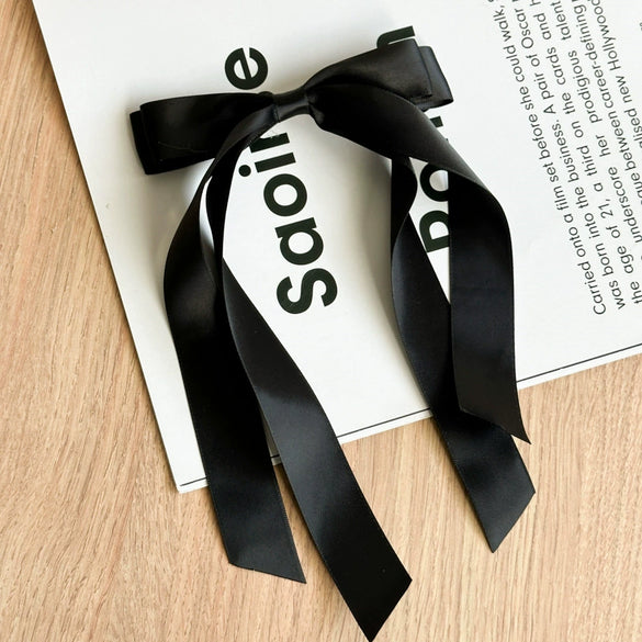 Doublelayer Satin Ribbon Bow Duckbill Clip Women's Handmade Cloth Hair Accessory