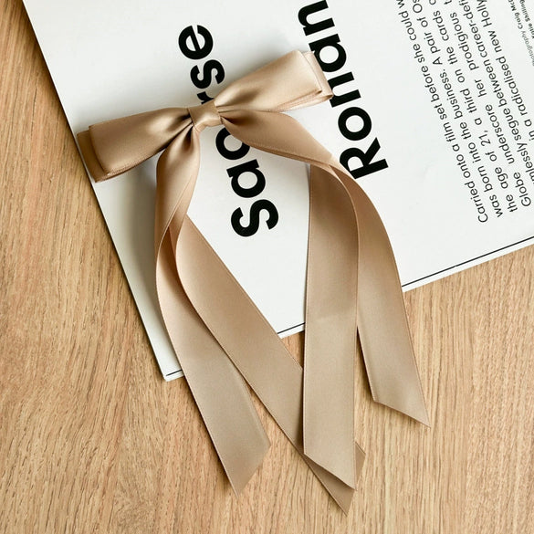 Doublelayer Satin Ribbon Bow Duckbill Clip Women's Handmade Cloth Hair Accessory