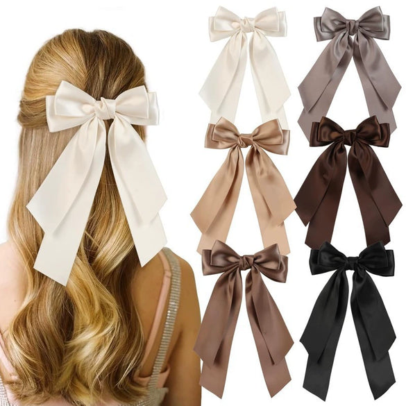 Doublelayer Satin Ribbon Broken Bow Hairpin Polyester Handmade Women's Hair Accessories