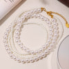Doublelayer Shell Bead Jewelry Set Electroplated 316L Stainless Steel Earrings Necklace Ring For Women